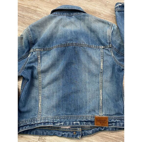 Abercrombie & Fitch New York Jean Jacket Denim Distressed Women’s Size Large - Picture 5 of 6